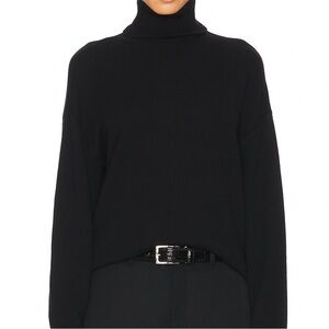 L'Academie Black Ribbed Cowl Neck Sweater